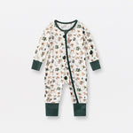 Jusheng Clothing Foreign Trade Bamboo Fiber Baby Jumpsuits Spring And Autumn Long Sleeve Double Zipper Baby Pajamas