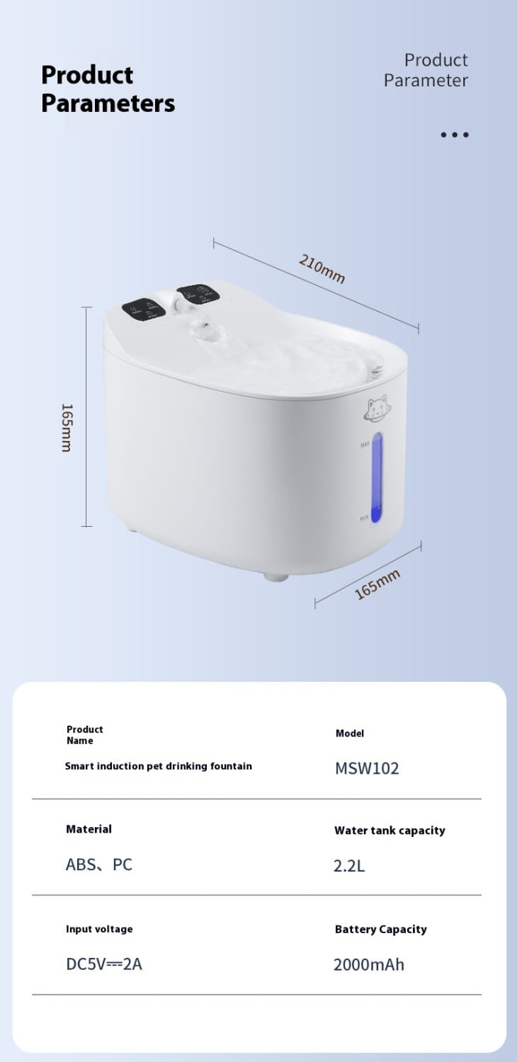 Intelligent Sensor Pet Water Dispenser with Filters for Cats and Dogs