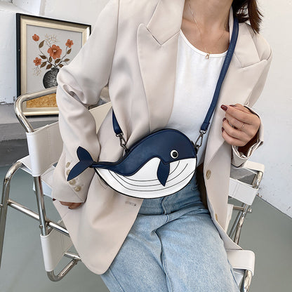 Japanese Cute Cute Cartoon Dancing Whale Crossbody Bag