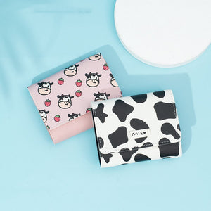 Multi Card Short Small Change Purse Lady - Multi Card Purse Perfect for Pink Cow Enthusiasts