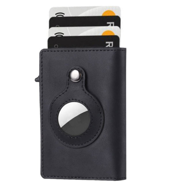 AirTag Wallet Anti Theft Bullet Card Bag Multi-functional Rfid Card Holder Men’s Leather Slim Wallets For Airtag Air