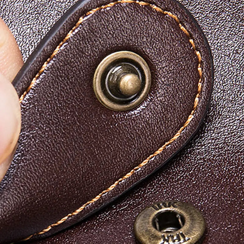 Leather Cowhide Card Holder for Men with Zipper and Photo Slots in United States