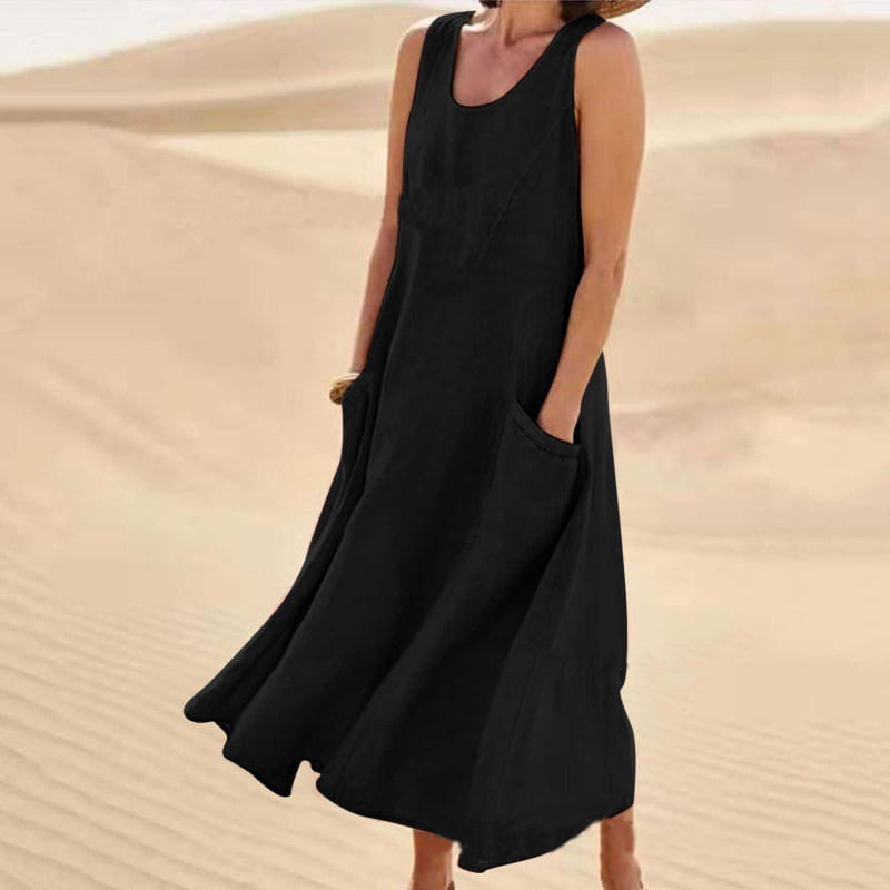 Breathable Cotton Linen Summer Dress for Women Lightweight Casual Sundress