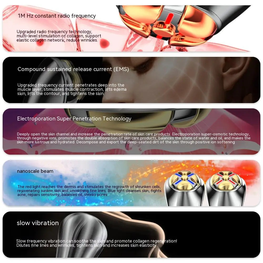 Velektrisk ansiktsrensende RF -radiofrekvens skjønnhetsinstrument