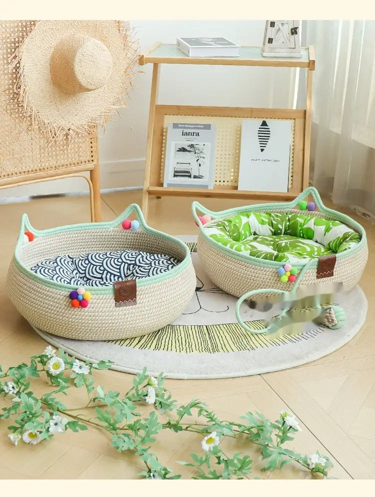 Leaba agus Mata Nead Féin-Hi Cat Pink Cat do Chait Peataí Beaga