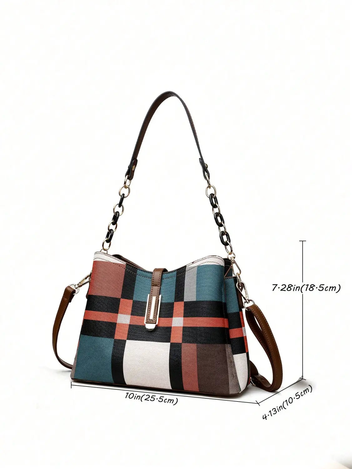 Retro Shoulder Messenger Bag Large Capacity PU Suitcase with Irregular Stitching