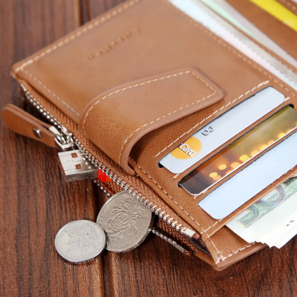 PU Leather Wallet with Zipper and Multiple Compartments for United States CHF