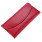 Women’s Leather Simple Wallet Long - Stylish Cow Split Wallet in Wine Red and Brown