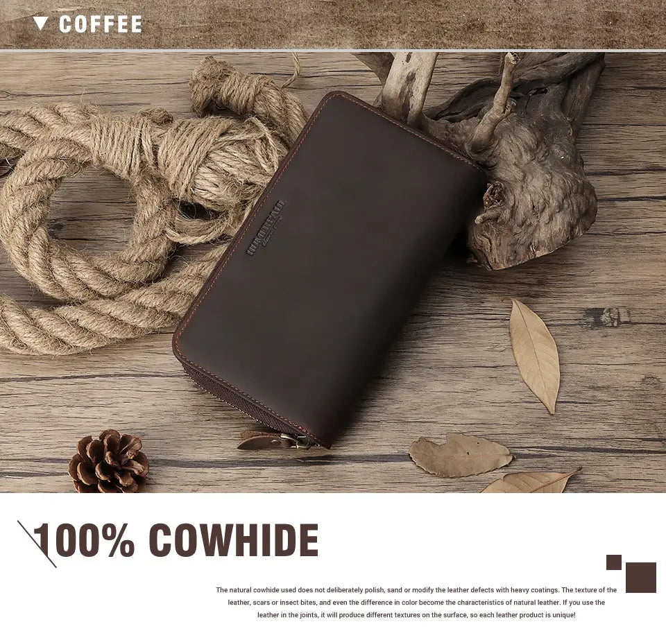 Genuine Leather Layer Cowhide Wallet with Anti-Theft Card Slot