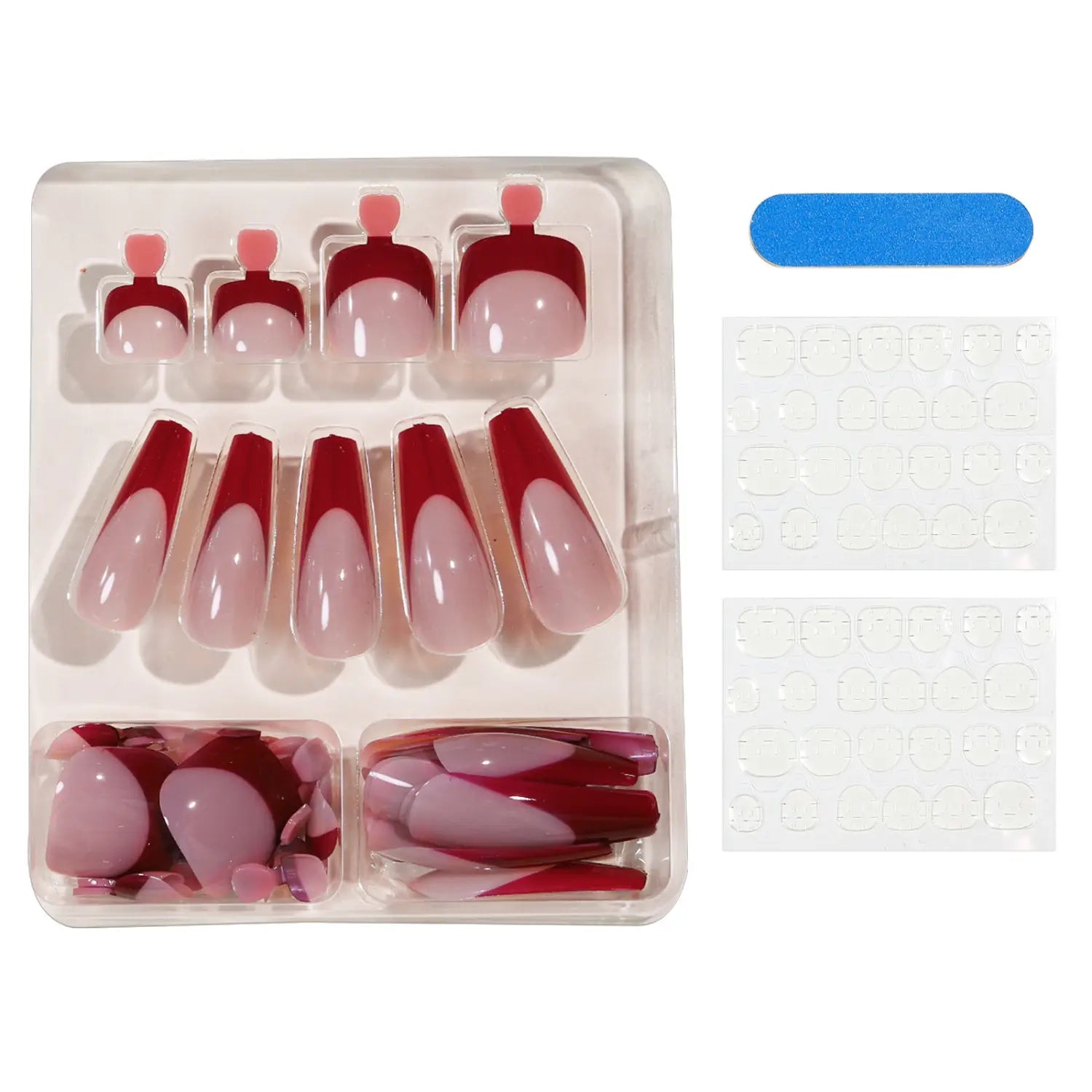 Red Nail Dressing Set with Tools and Foot Patch for Bright