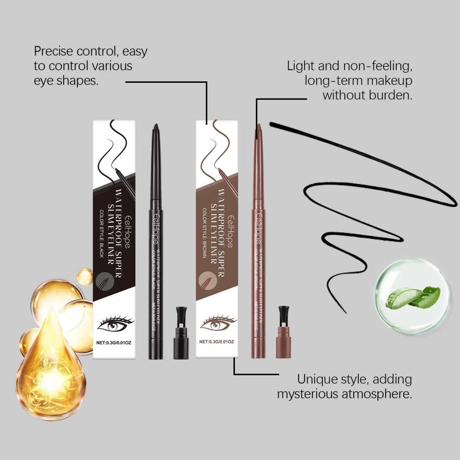 Black Long Lasting Fade-Resistant Silky Smooth Eyeliner 0.3g