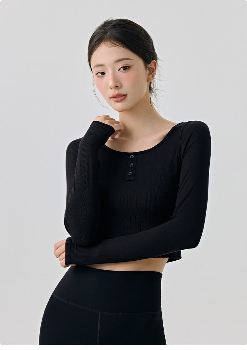 Solid Color Long Sleeve Yoga Top for Fitness and Exercise