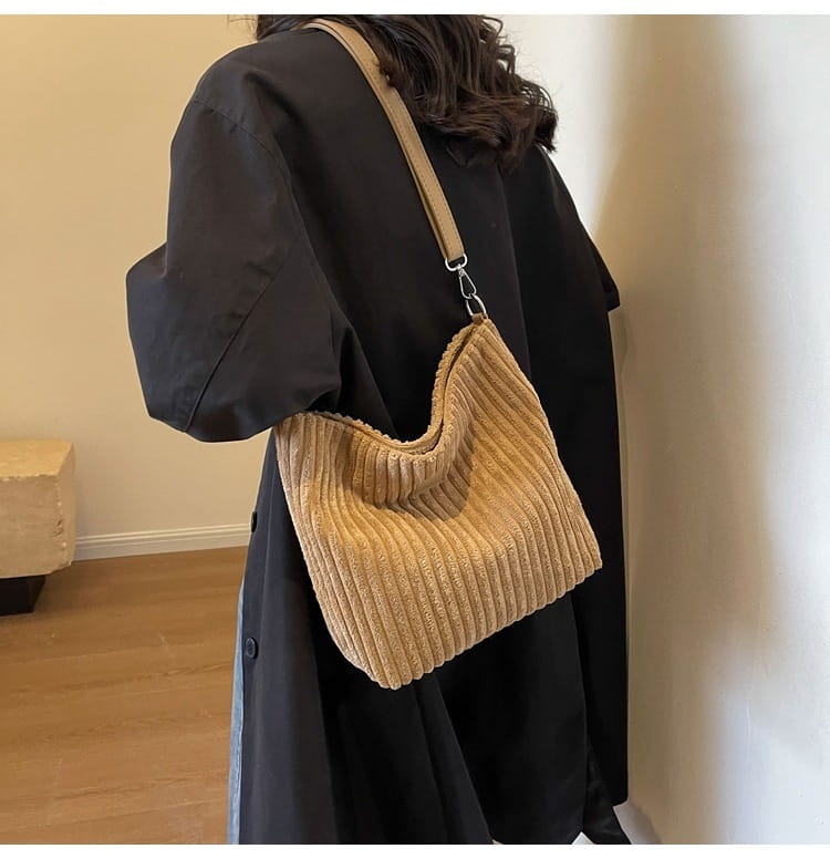 Versatile Large Capacity Corduroy Soft Surface Crossbody Shoulder Bag