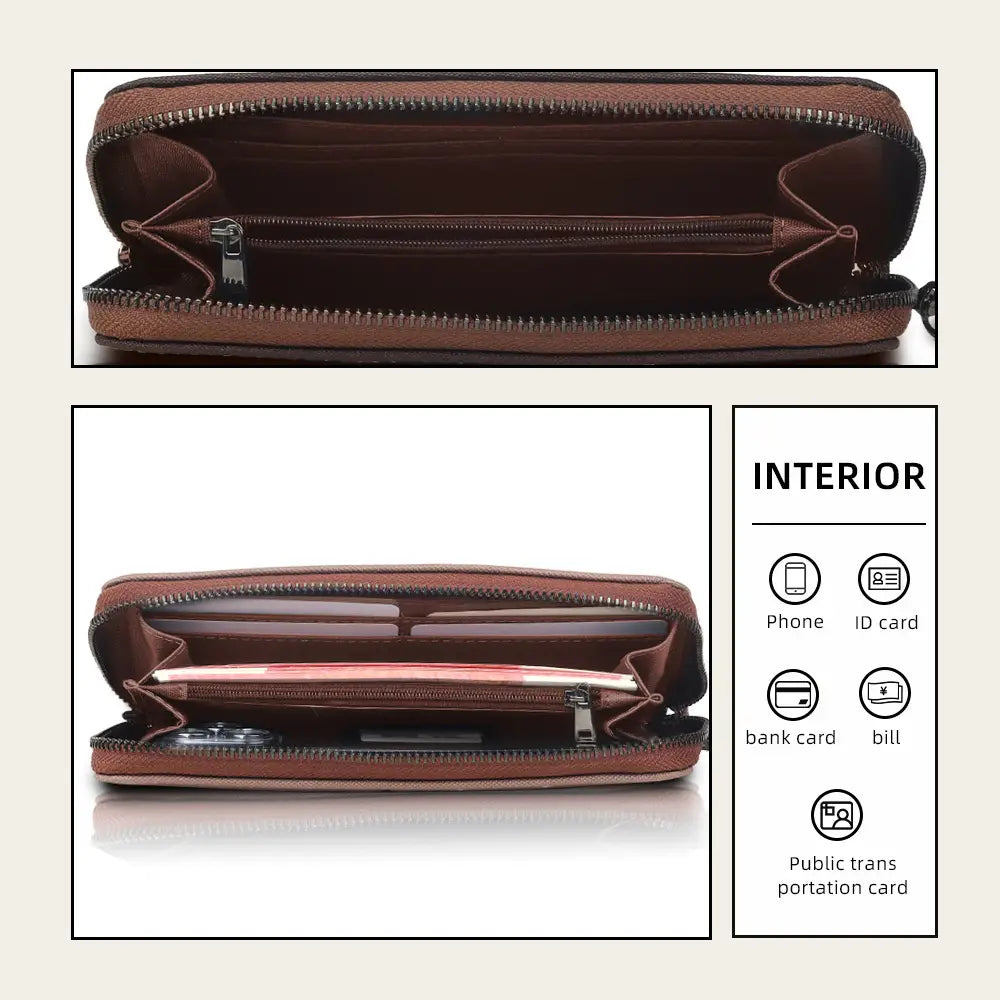 Anti-Theft Canvas Wallet with Stripes and Card Swipe Protection