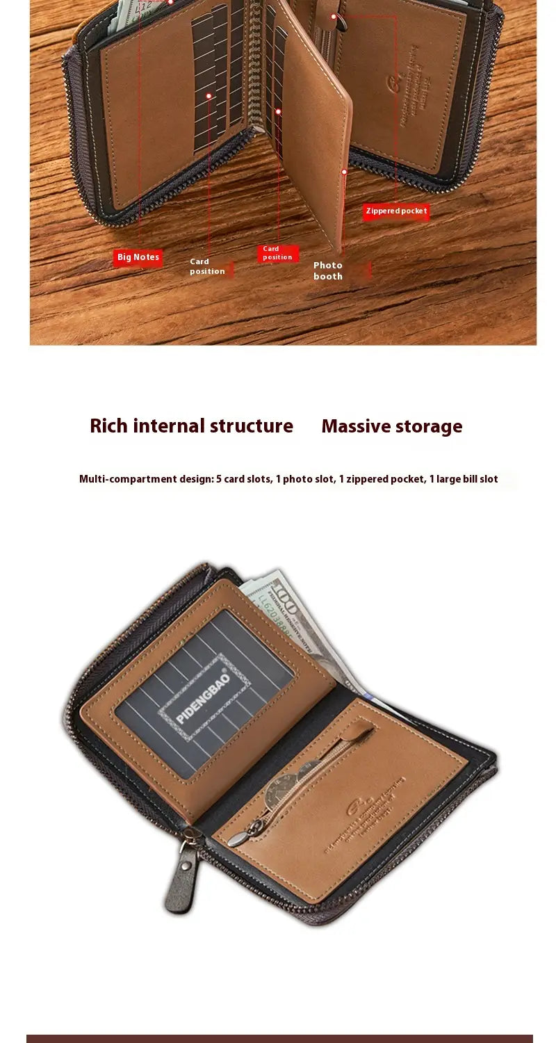 Mens Slim Bifold portefeuille PU Cuir RFID Blocking Carte Bread pour quotidiennement