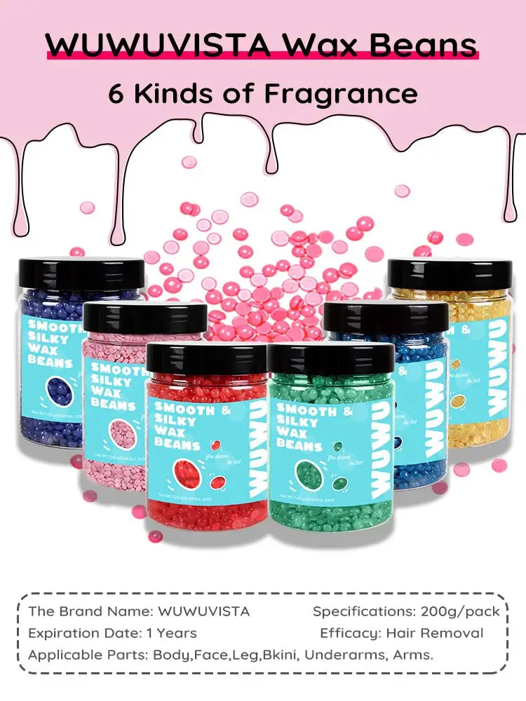 WUWUVISTA 56.4oz Bottled Wax Bean Set Hard Wax Beads Hair Removal Bottle Wax Beans For Wax Heater Painless For All Hair