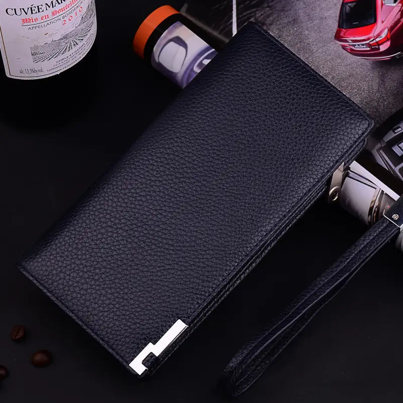 Solid Color Dark Blue Black Coffee PU Fashion Wallet for United States CHF