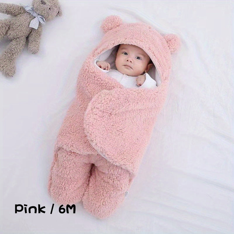 Winter Baby Sleeping Bag Bear Nap Printed Sleeping Bag Suitable For Babies Aged 0-10 Months Soft Nap Mat With Removable