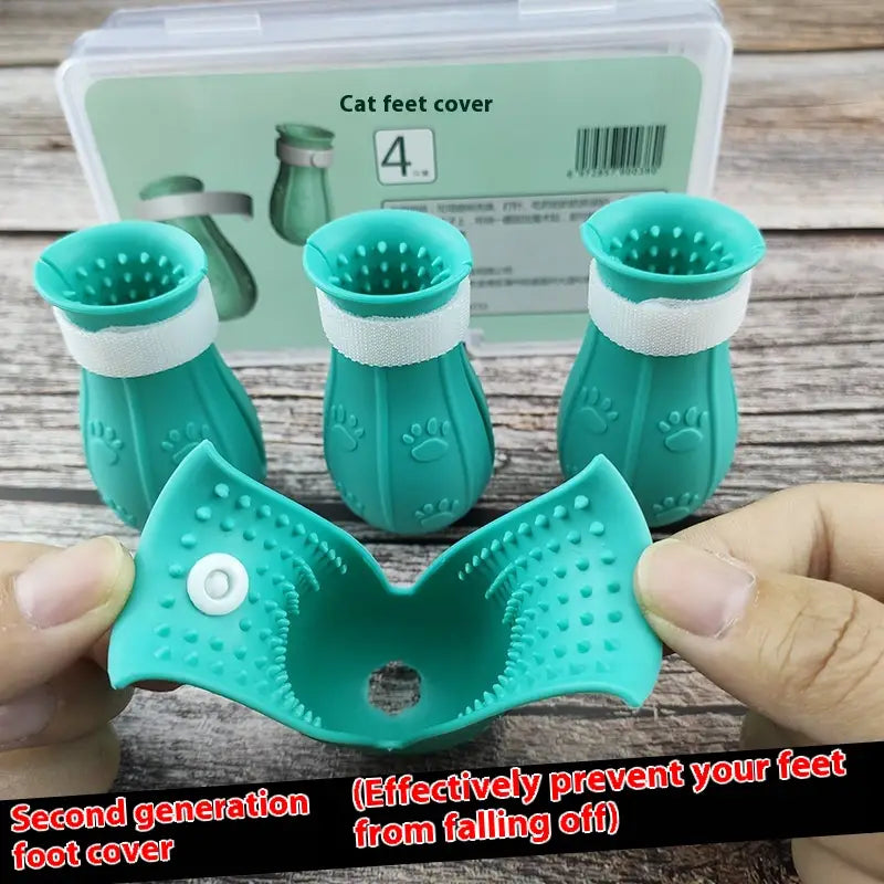 Andra generationens ljusblå gröna rosa kattstövlar gummi non slip pet skor