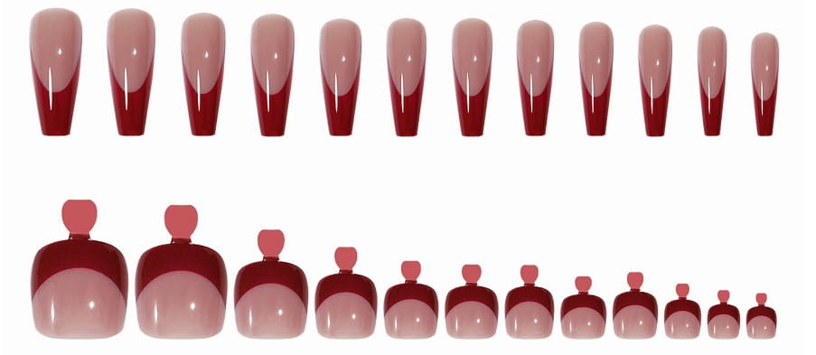 Red Nail Dressing Set with Tools and Foot Patch for Bright