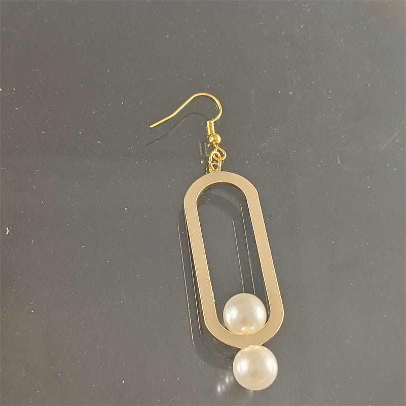 Elegant Fashion Metal Earrings Pearl Simple