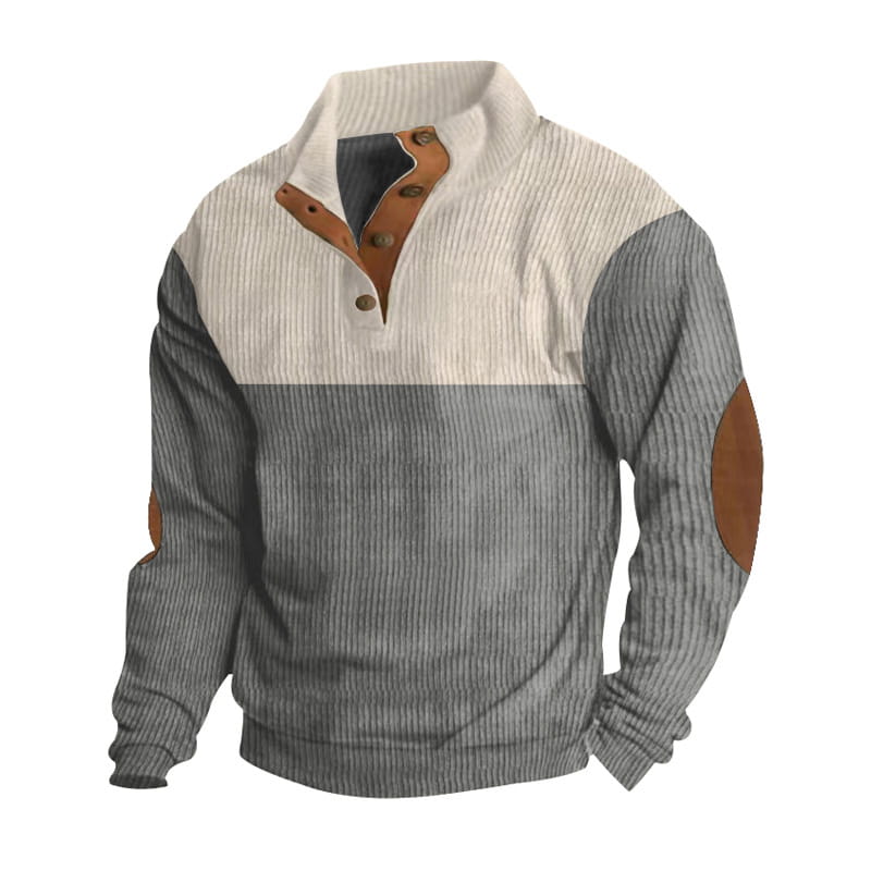 Mens Corduroy Léine Long Sleeve Long Cnaipe Ócáideach Suas Barr Polyester Plus Méid