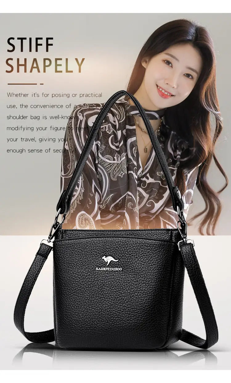 Rucsac cu valiză cu găleată din piele moale cu buzunar telefonic mai multe culori