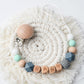 New Beech Pacifier Clip Silicone Octagonal Beads Wool Crochet Pacifier Clip