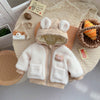 Veste d'hiver pour enfants style coréen mignonne ours en peluche en velours plus rembourrée en coton  - Abricot