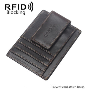 Ultra-thin Anti-magnetic RFID Oil Wax Leather Multifunctional Wallet - Ultra-thin Wallet for Secret Agents Just in Case