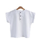 24 Summer New Children’s Loose Linen Cotton Short-sleeved T-shirt Mori Style Front Button Thin Style Top Shirt Baby