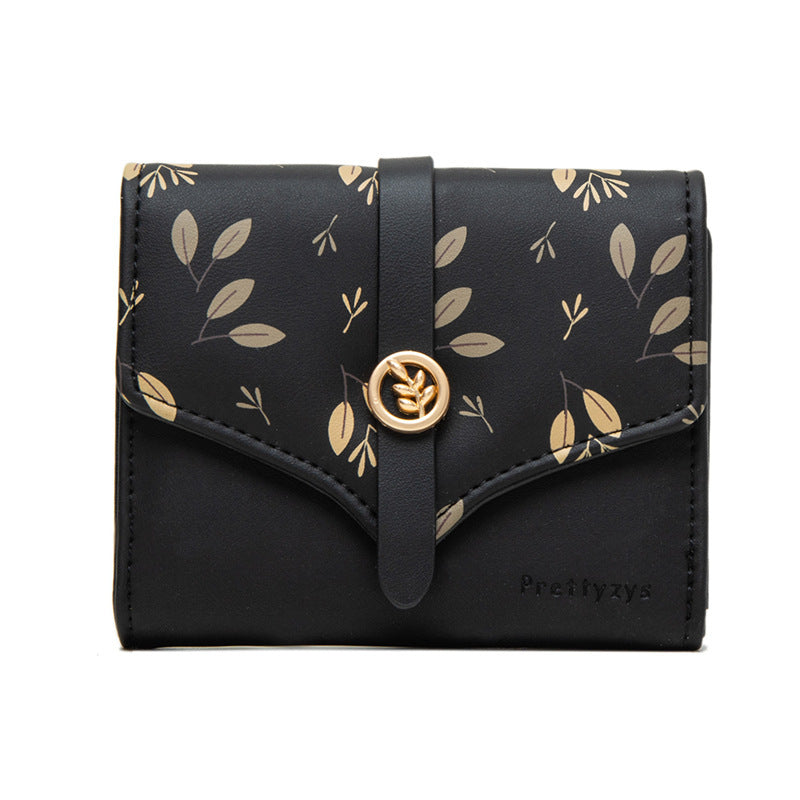 Women’s Short Printed Buckle Triple Fold Purse - Three Folds of Fun with a Purse that’s Cunningly Cute