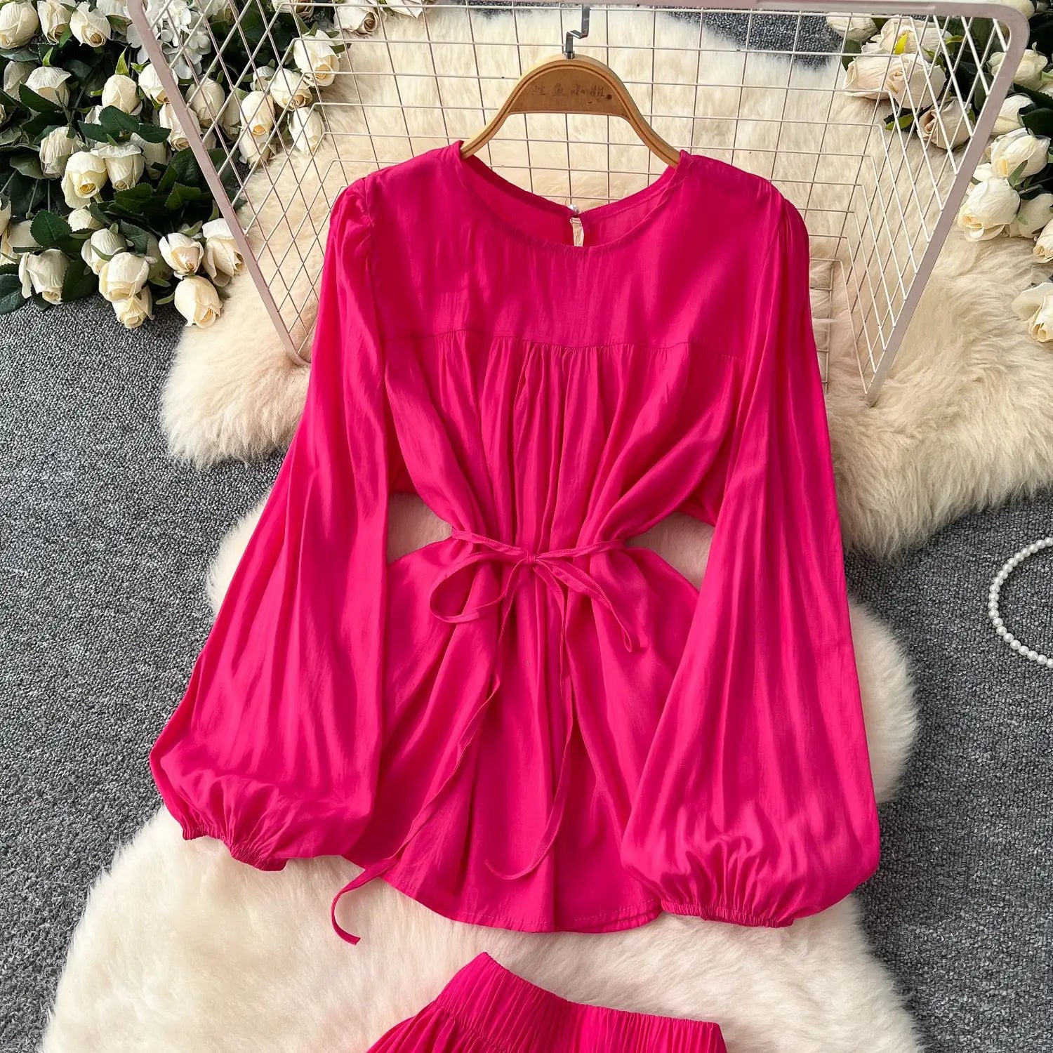 Polyester A-lijn rok met lange mouwen in meerdere kleuren voor vrouwen