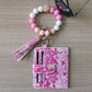 Fashion Beaded Bracelet Girls Small Wallet Lemon Printing Card Holder Silicone Beads Bracelet Keychain Credit - Fashion