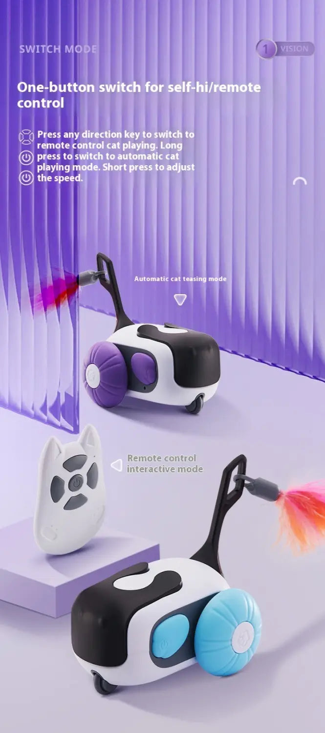 Nutikas naljakas kassi kaugjuhtimispuldi auto mänguasi lastele lilla või sinise plastiga