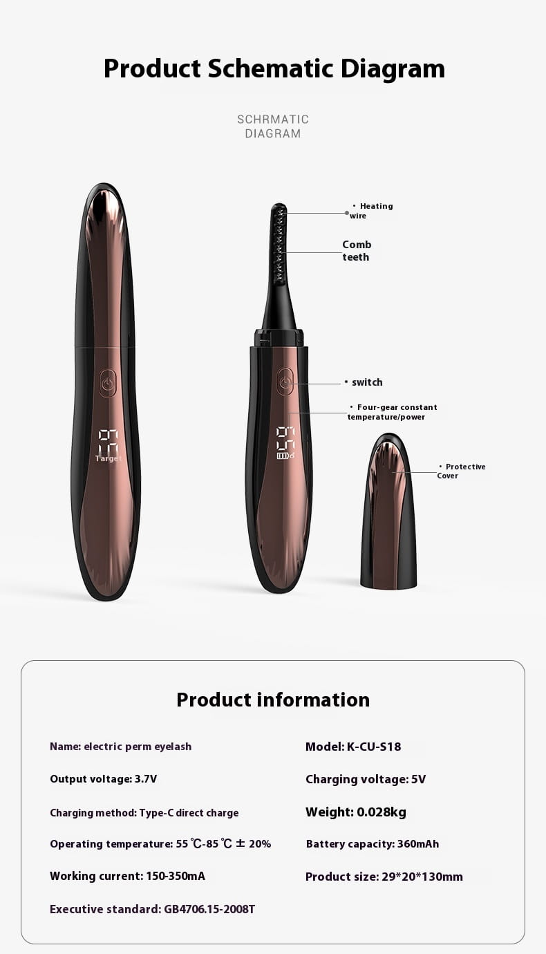 Electric Heating Eyelash Curler with Waterproof Silicone Bruch Head