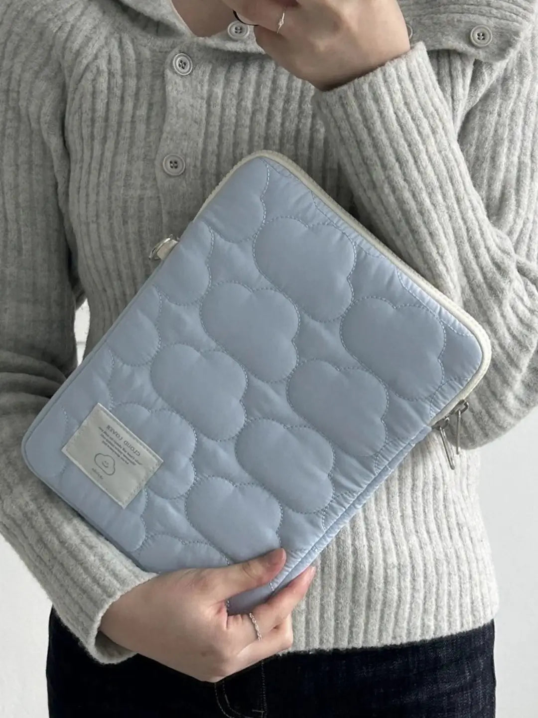 Mânecă de laptop alb și albastru pentru femei pentru calculatoare de 11 până la 15,6 inci