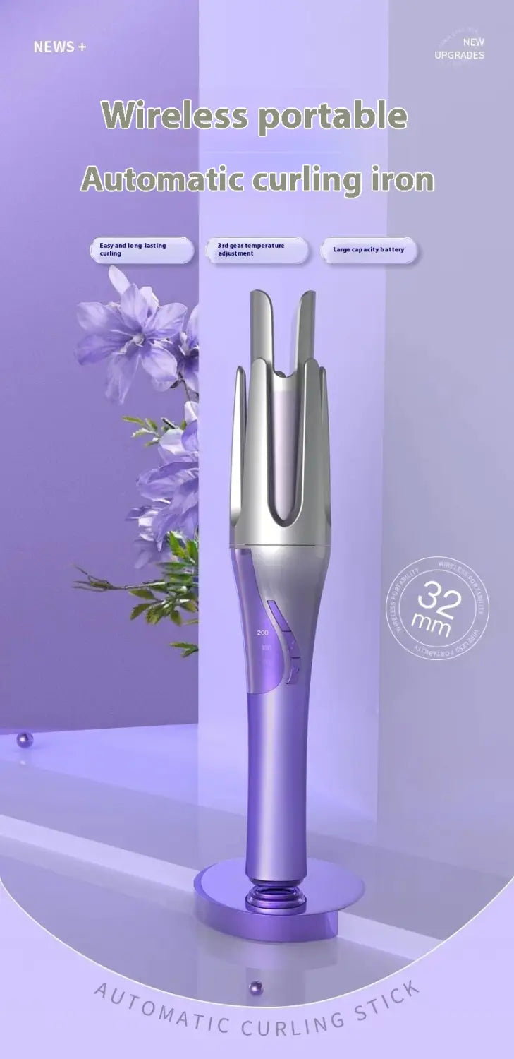 Wireless 32mm Automatic Hair Curler with Lithium Battery and Versatile Design