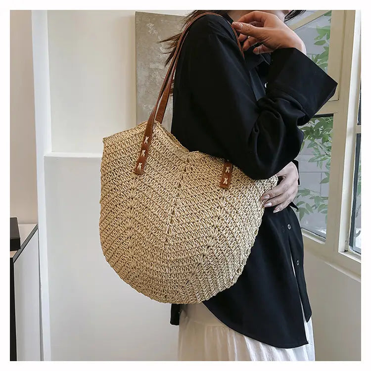 White Cotton Linen Tote Bag Large Travel Shoulder for Women and Men