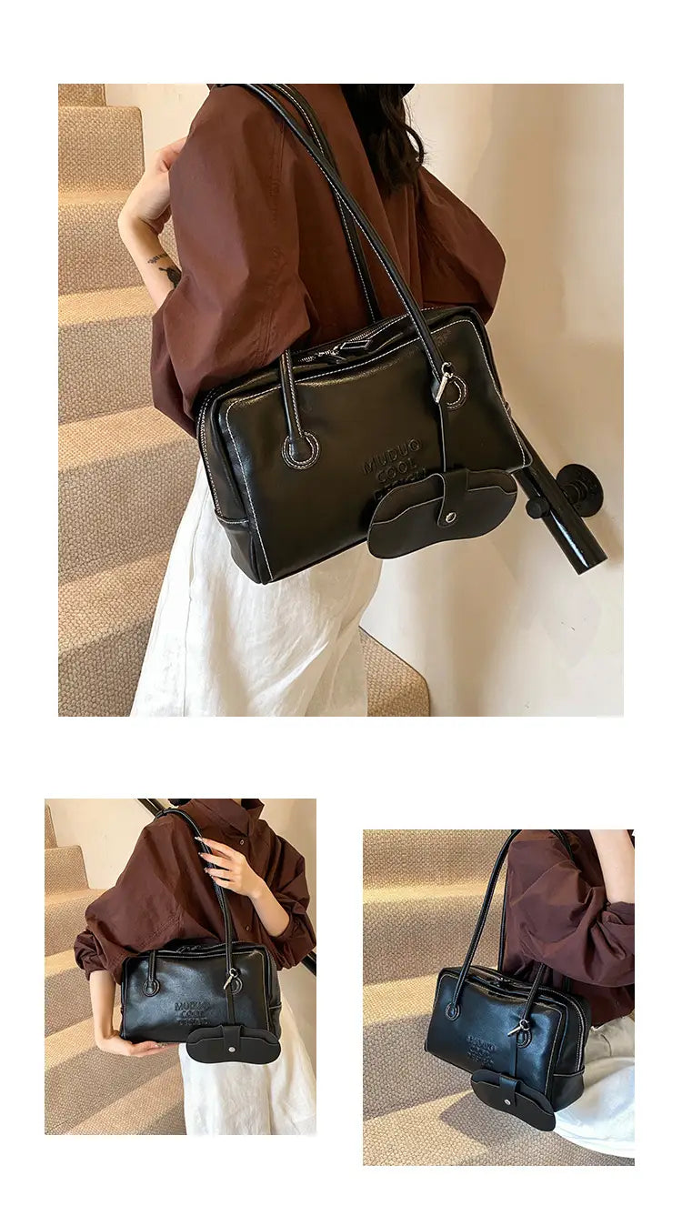 Casual Tote Bag Retro Fashion Polyester Cotton Brown and Red