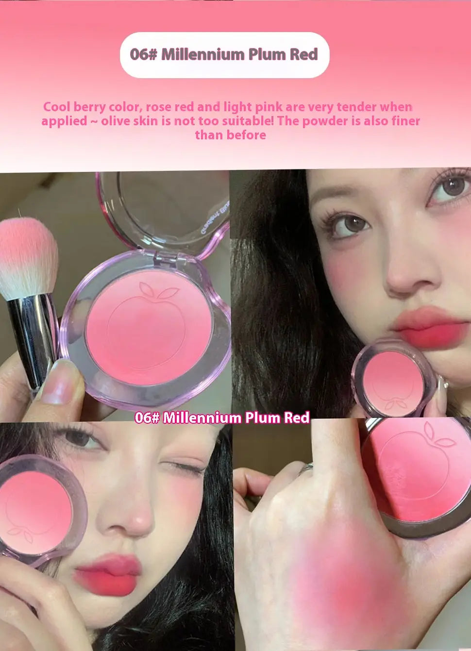 Long Lasting Powder Blush for Dry Skin Natural Rouge Makeup Palette 5g