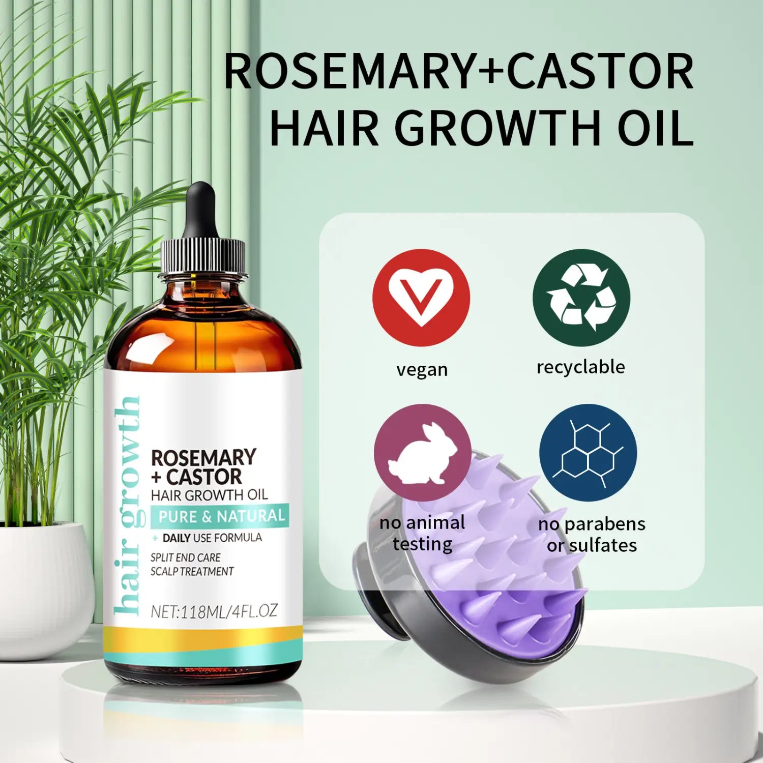 Helekollane tugev juuksevärv töötlemisõli ja massaažiharjaga