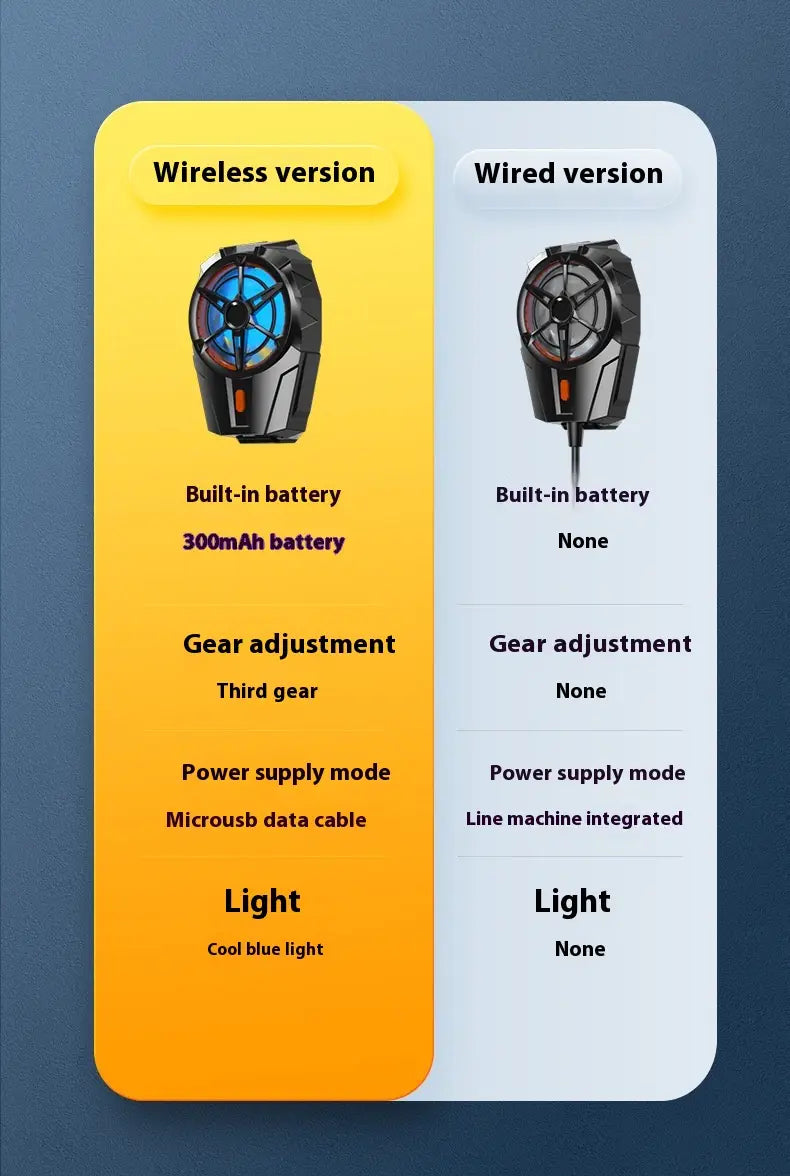 Wireless Phone Turbine Radiator with Cooling Fan Rechargeable Black