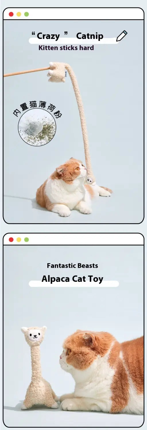 Magic Animal Cat Teaser Alpaca Pehmo -lelu Interactive Teasing Stick