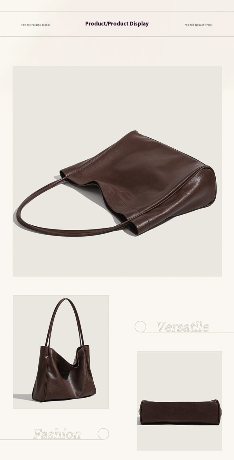Casual Soft Leather Retro Style Commuter Shopping Shoulder Bag