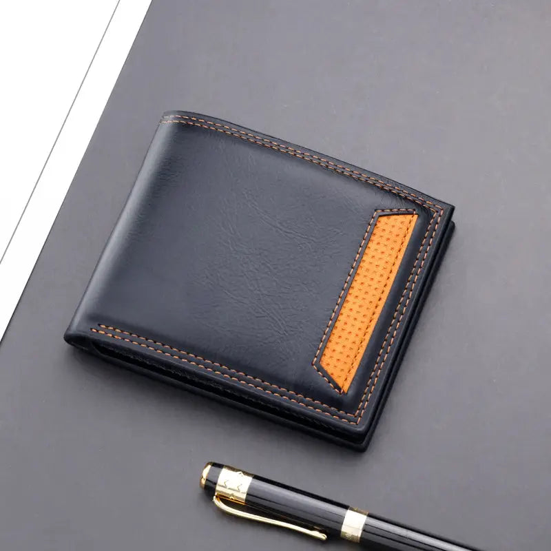 Solid Color Wallet for Men with Multiple Card Slots and ID Window in United States