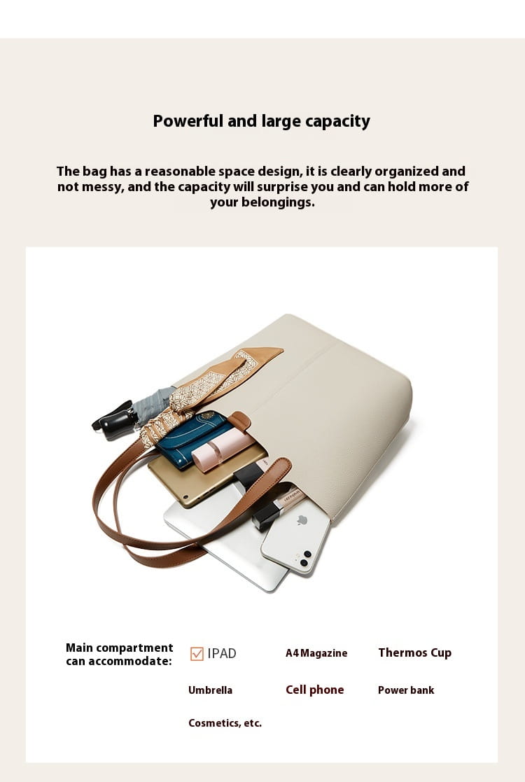 Genuine Leather Fashion Shoulder Bag with Large Capacity Commuter Design