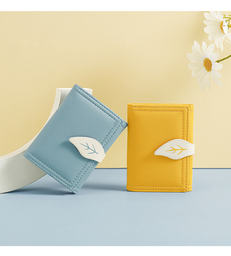 Fashion Folding Short Women’s Creative Color Contrast Leaf Wallet - Wallet So Cute It Might Steal Your Heart