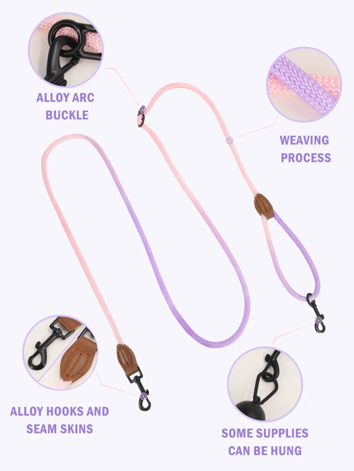 Värviline nailonist lemmikloomarihma tross koos koerte ja kasside ketirõngaga