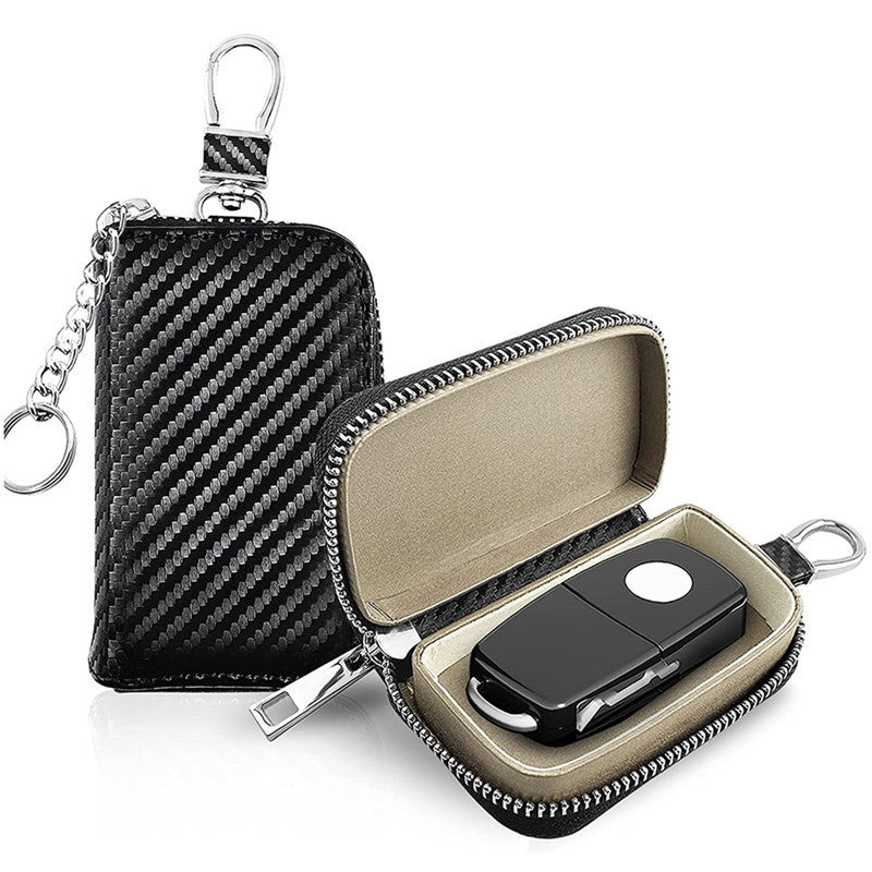 Car Shield Zipper Carbon Fiber Keys’ Box - Unlock Style with Carbon Fiber Car Shield Keys Box